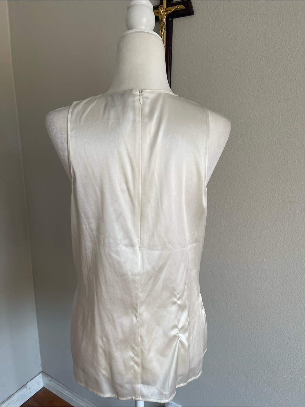 Cache Ivory Satin Beaded Tank Top - Picture 4 of 6